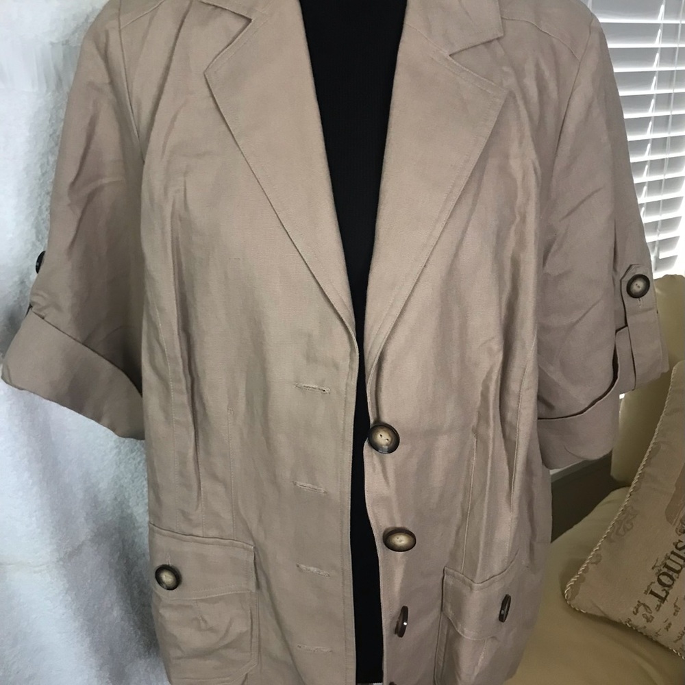 Lane Bryant tan womens linen blend blazer jacket - size 18/20